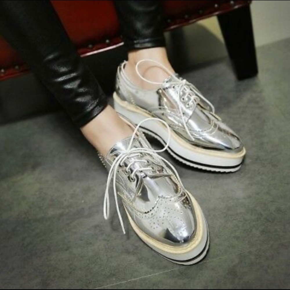 Silver Metallic Platform Shoes